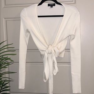 White tie long sleeve top